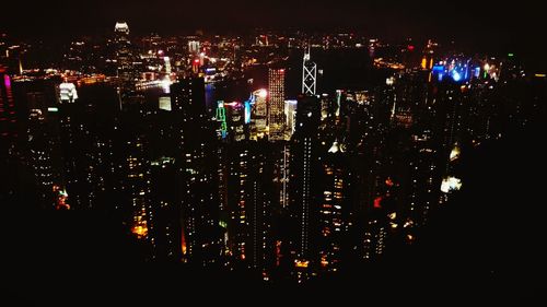 View of illuminated city at night