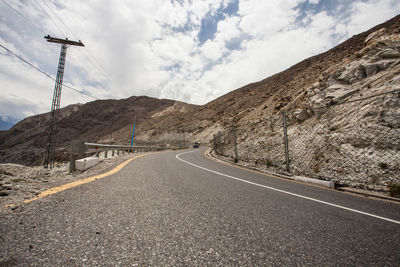 Karakoram highway against mountain range