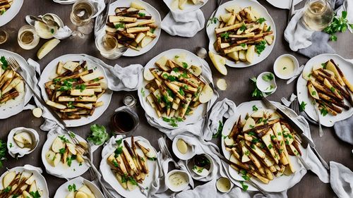 High angle view of food on table