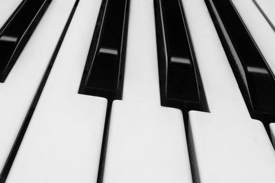 High angle view of piano keys