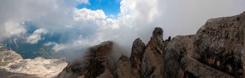 Panoramic view of rocky mountains against sky