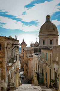 Panoramic view of buildings in city against sky