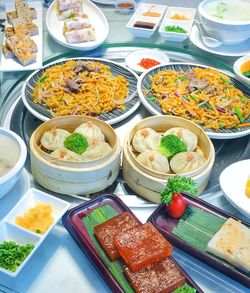 High angle view of food on table