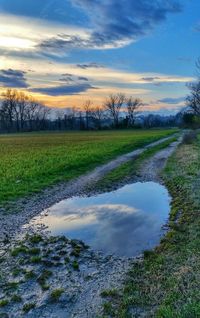 Scenic view of landscape against sky during sunset