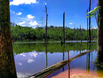 Scenic view of lake against sky