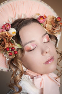 Close-up portrait of a beautiful young woman