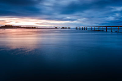 Scenic view of sea against sky at sunset