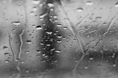 Full frame shot of raindrops on glass window