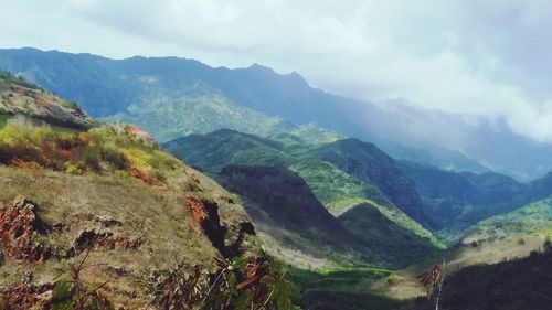 Scenic view of mountains against sky