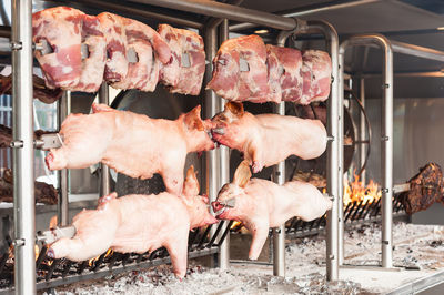 Close-up of pork at commercial kitchen