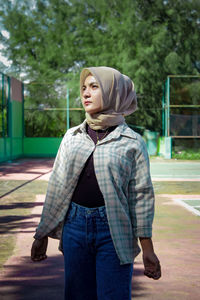 Portrait of teenage girl looking away