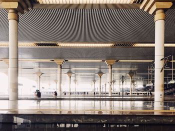 People at railroad station