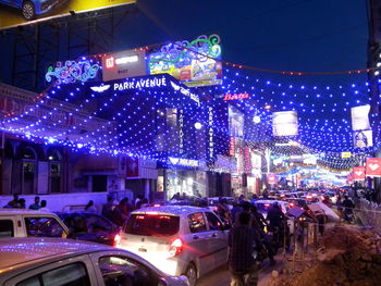 Illuminated christmas lights at night