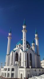 Low angle view of cathedral against clear blue sky