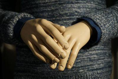 Close-up of mannequin hand