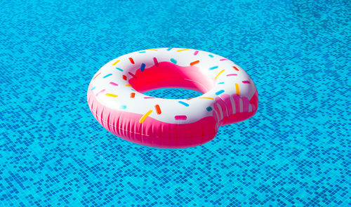 High angle view of donut on table