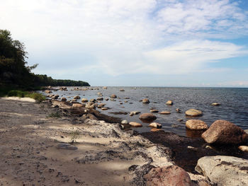 Scenic view of beach against sky