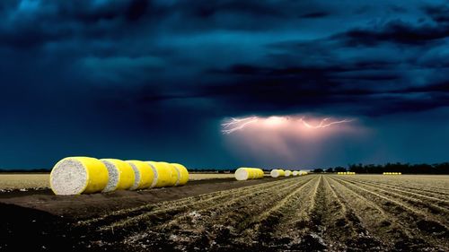 Panoramic view of field against sky