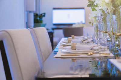 Empty chairs and table at home