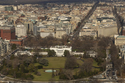 High angle view of buildings in washington city