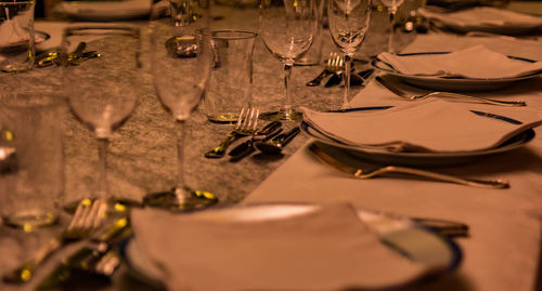 Close-up of objects on table