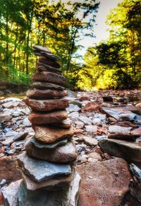 Stack of stones in forest