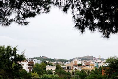 Buildings in town against sky