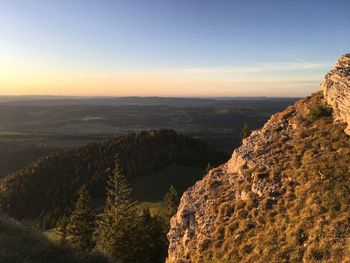 Scenic view of landscape against sky during sunset