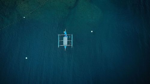 Aerial view of boat in sea