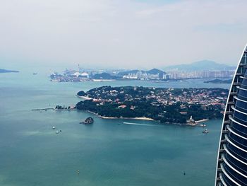 Aerial view of boats in sea