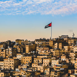 Low angle view of townscape against sky