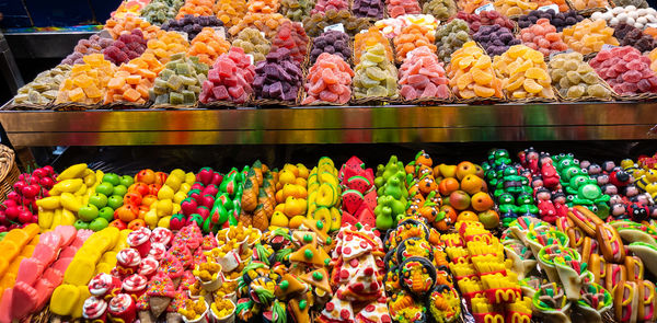 Full frame shot of multi colored candies at market stall