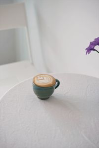 High angle view of coffee on table