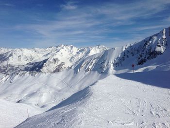 Pyrenees mountain between spain and france. snows cover on mountain.