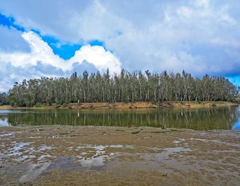 Panoramic view of lake against sky