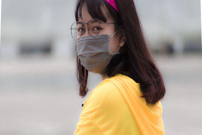Girl wearing a mask