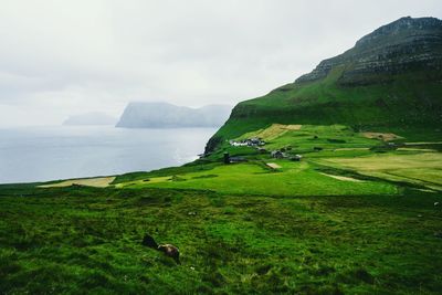 Scenic view of sea against cloudy sky