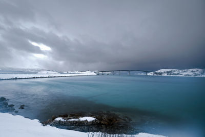 Scenic view of sea against sky and sommaroy bridge