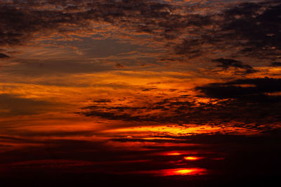 Scenic view of dramatic sky during sunset