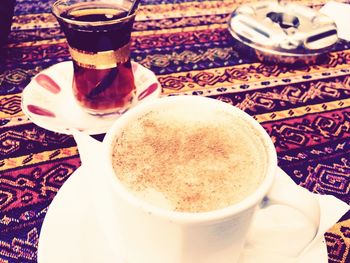 Coffee cup on table