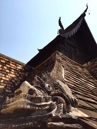 Low angle view of statue against clear sky