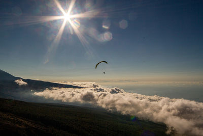 Scenic view of landscape against sky during sunset from el teide