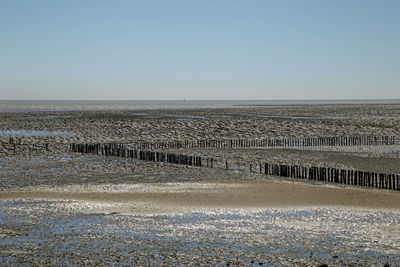 Scenic view of sea against clear sky