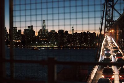 Illuminated cityscape at night