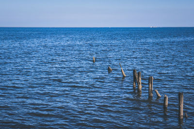 Scenic view of sea against clear sky