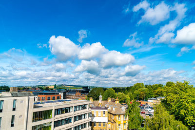 High angle view of townscape against sky