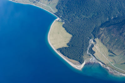 Aerial view of sea and island