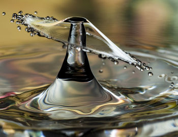 Close-up of drop splashing in water