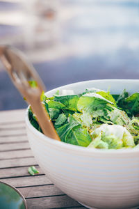 Close-up of food in bowl on table