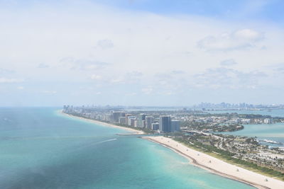 Aerial view of sea against sky